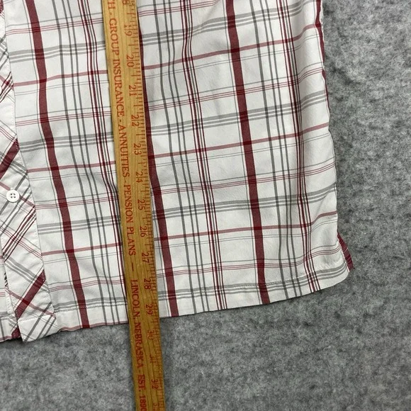 Cabela's Coolmax Shirt Mens Large‎ Gray Plaid Short Sleeve Button Up Outdoors - Picture 2 of 7